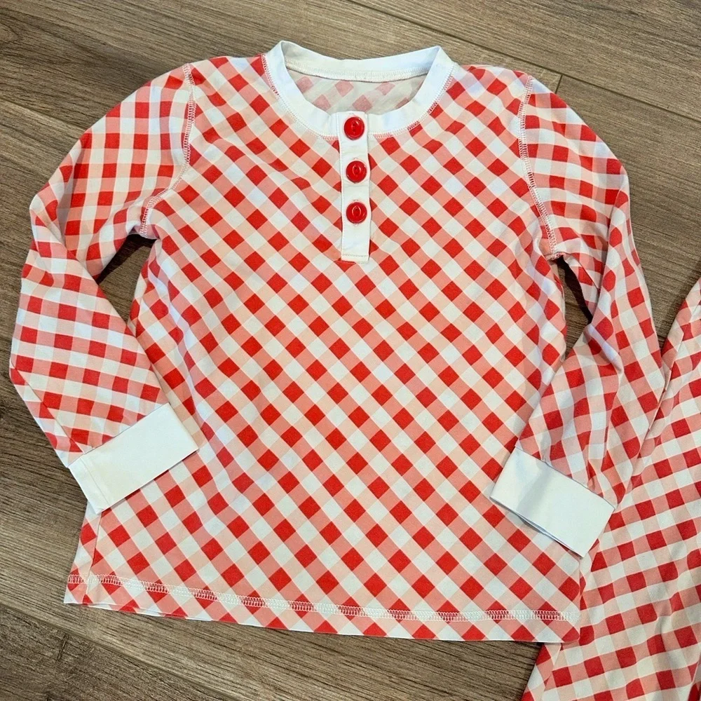 Shrimp and Grits Serendipity Girls 5-6 Red and White Checkered Pajamas
